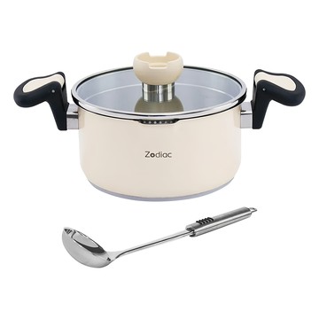 Zodiac 諾帝亞 304不銹鋼陶瓷雙耳瀝水鍋 20cm  ZSC-SP2001  1個