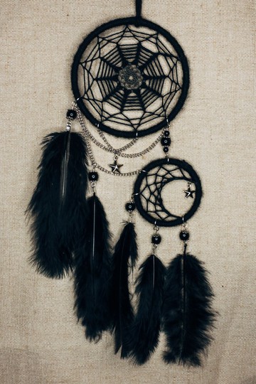 純手工捕夢網 Handmade Dreamcatcher－【月亮太陽牽牽手－黑】