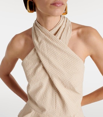 Veronica Beard Drey halterneck cotton seersucker top