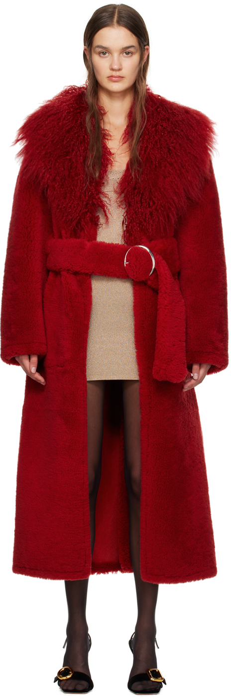 Jacquemus 红色 Guirlande 系列 Le Manteau Long Pilou 毛皮大衣