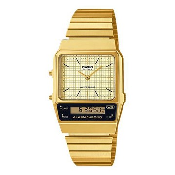【CASIO 卡西歐】日系復刻版-金色雙顯 中性錶 (AQ-800EG-9A)