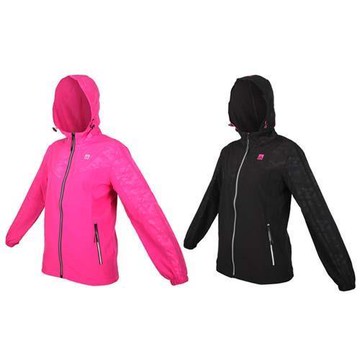 FIRESTAR 女輕量彈性連帽外套-反光 慢跑 路跑 迷彩