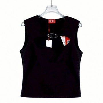 (S) diesel質感棉質簍空logo黑色上衣