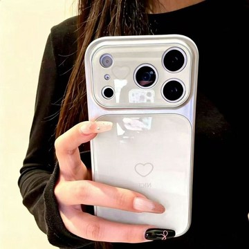 簡約愛心適用蘋果17AIR/16PROMAX手機殼15PLUS大視窗14iPhone13套