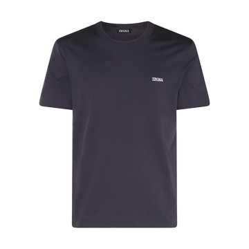 Zegna - Navy Blue And White Cotton T-shirt