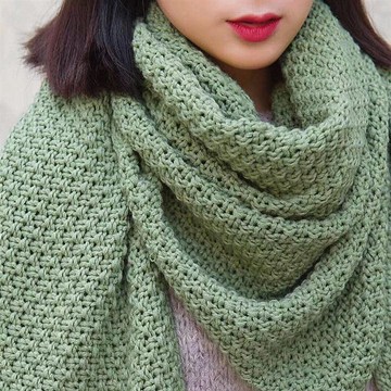 沛錦大三角巾女士 秋冬季新款粗線針織毛線圍巾加大加厚披肩保暖1入