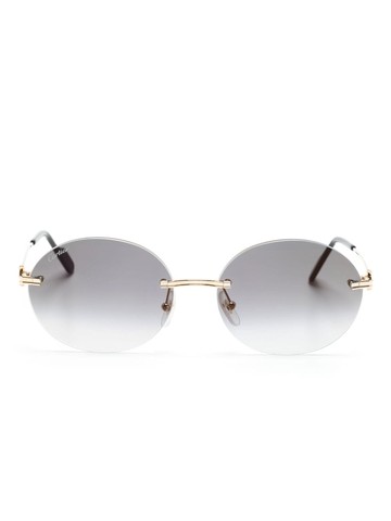 Cartier Eyewear - metallic oval-frame sunglasses - unisex - Gold - One Size