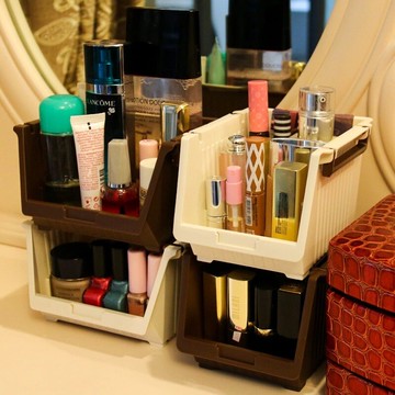 創意迷你可疊加辦公桌面鑰匙收納盒簡約歐式護膚化妝品儲物架