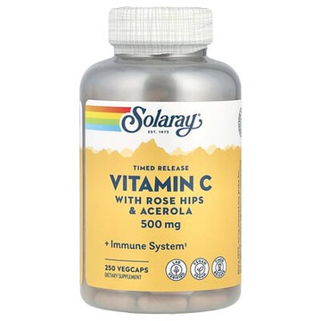 Solaray, 含玫瑰果和針葉櫻桃的緩釋維生素 C，500 毫克，250 粒素食膠囊