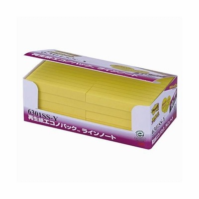 （まとめ） 3M ポストイット エコノパック 強粘着ノート ラインノート 75×75mm ウルトライエロー 6301SS-Y 1パック（10冊） 〔×2セット〕