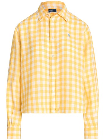 Polo Ralph Lauren - Polo Pony checked linen shirt - women - Linen/Flax - XS - Yellow