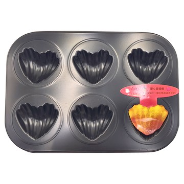 Betty's 焙蒂絲 六連愛心貝殼烤盤  26.5 x 18.5 x 1.9cm 單孔(6.2 x 5.3cm)  1個