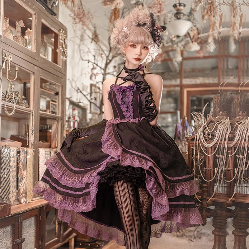 ウサギロリィタ 黒つぼみワンピース 可愛い系 ロリータワンピース 洋服