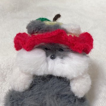 圓滾滾寶寶雪納瑞 蘋果農場鑰匙圈絨毛娃娃 (含帽子、衣裳)