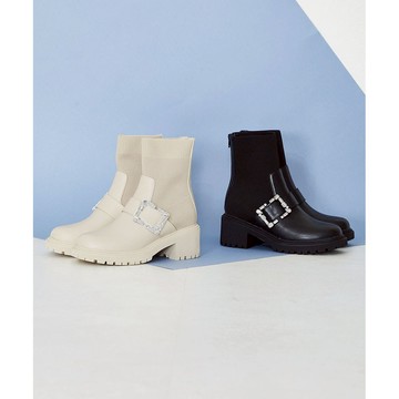 ORiental TRaffic 寶石方釦針織厚底工程靴 (日本OR女鞋 31434)