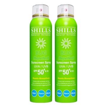 SHILLS 舒兒絲 很耐曬防曬冰鎮噴霧 SPF50+ 天然植萃草本 清爽保濕不黏膩 戶外防曬必備 180ml  2瓶