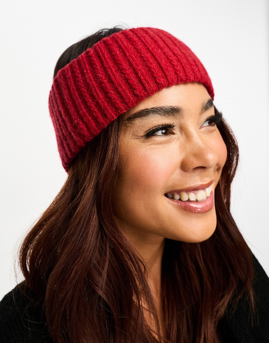 My Accessories London chunky knitted headband in red