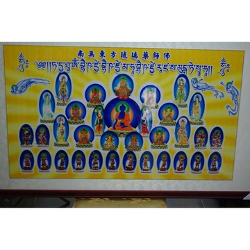 唐密壁畫藥師佛.日月光菩薩十二神將(70*105公分)
