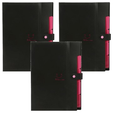 Aster 5格風琴文件整理夾  黑色  3個