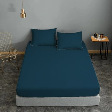 床包組-內含床包+枕套 /純粹好棉 /2251-8經典素色冷色系-海軍藍