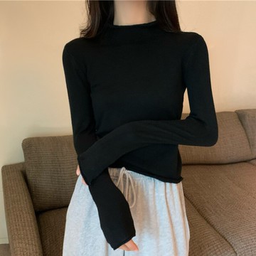 半高領長袖針織衫修身顯瘦套頭配大衣的內搭毛衣打底衫女秋冬洋氣