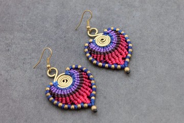 花邊編織耳環葉吊墜螺旋嬉皮耳環