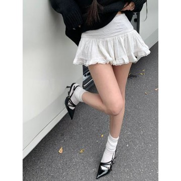 白色蕾絲花邊半身裙女春秋2025新款高腰顯瘦芭蕾風辣妹蛋糕短裙子