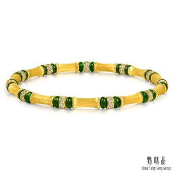點睛品 竹影耀光 鑽石黃金手鍊