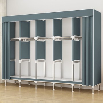 簡易衣柜家用臥室出租房組裝加粗加厚全鋼架子結實耐用布衣櫥收納