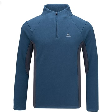 男款循環SOLAR-FLEECE保暖拉鍊衫(A1PS2556MC墨藍/深灰/刷毛保暖/雙面刷毛/素面百搭/立領保暖/樂遊戶外)