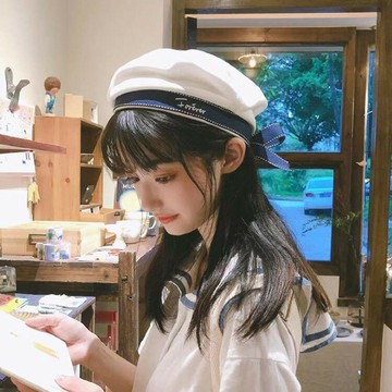 日系可愛jk貝雷帽女夏季薄款白色海軍帽水手帽黑色學院風制服帽子