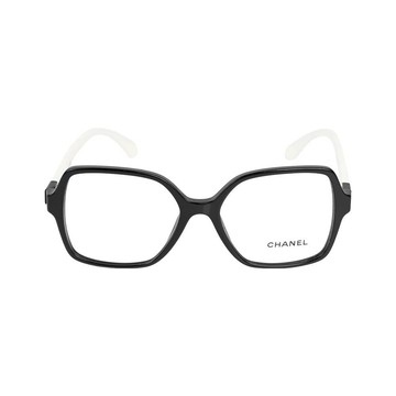 CHANEL 熊貓色CC Logo 方框眼鏡(黑色白色) 53mm