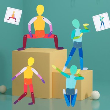 運動火柴小人折疊百變木人游戲兒童寶寶木制益智玩具男女幼兒園