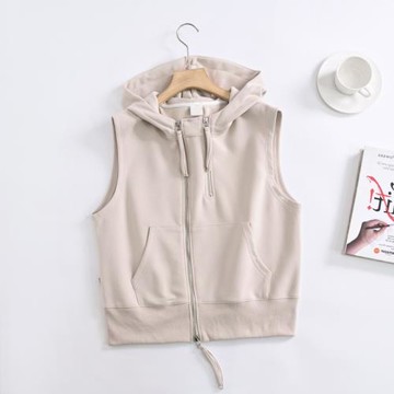 雙拉鏈連帽洋氣減齡馬甲時尚寬松顯瘦百搭無袖運動背心外穿上衣女