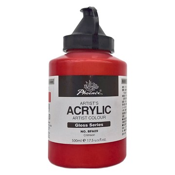 Phoenix 鳳凰畫材 亮光壓克力顏料 ARTIST'S ACRYLIC Crimson色  500ml  1色