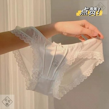 可可裡💥法式複古緞麵白色內褲女純慾蕾絲性感網紗三角短褲中低腰薄抗菌襠