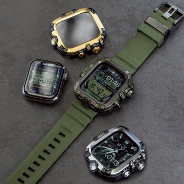 殼膜一體 金屬全包 防水防塵適用於 Apple Watch S11 10 9 8 7 6 SE 44MM 45MM 錶殼