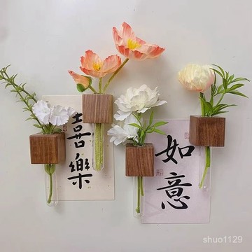 臺灣🚍8H出🉑冰箱貼磁吸插花器裝飾品家用試管花瓶擺件鮮花幹花裝飾瓶ins掛墻