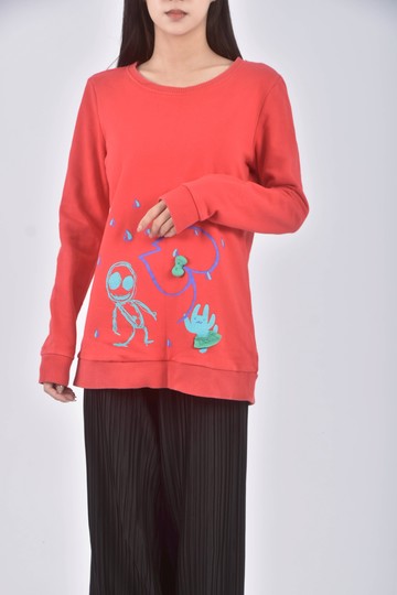 (S) a la sha棉質純棉紅色長袖上衣