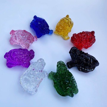琉璃水晶龍龜擺件七彩琉璃家居風水擺件水晶飾品擺件琉璃龍龜擺件