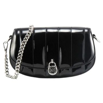 Michael Kors MILA亮面漆皮美型金屬鍊帶肩背/斜背包35T5S1MC5A(亮黑)