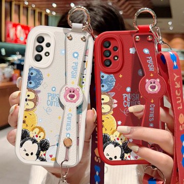 適用三星A55手機殼防摔Galaxy A54卡通頭像保護套蓋樂世A53 5G可斜挎腕帶A52硅膠軟殼鏡頭全包邊背帶掛繩新款