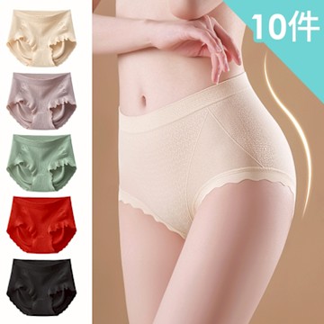 【AINWEI 艾妮薇】現貨 桑蠶絲莫代爾收腹中腰內褲/性感內褲/女內褲/無痕內褲(超值10件組-顏色隨機)