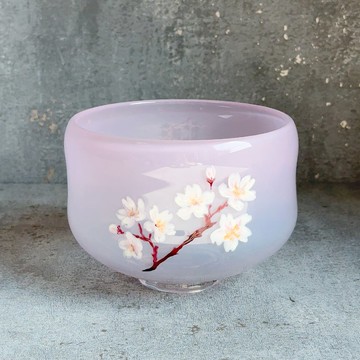 玻璃抹茶碗、櫻花漸層抹茶碗／可使用熱水 附禮盒