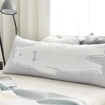 shez Home 微米數位印花長抱枕  灰色領結熊款  枕套(38 x 100cm)+枕芯(37 x 110cm)