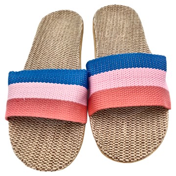 三色編織亞麻拖鞋 西瓜紅  260mm  1雙