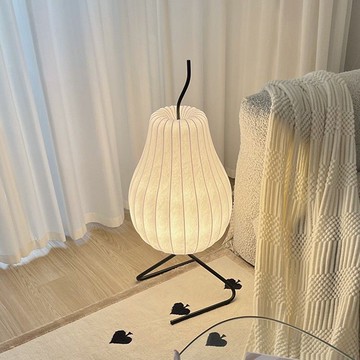 樂天最低價 免運/可開發票 110V立燈/落地燈 奶油風梨子燈蠶絲落地燈高級感設計師客廳擺件沙發旁邊網紅氛圍燈 快速出貨