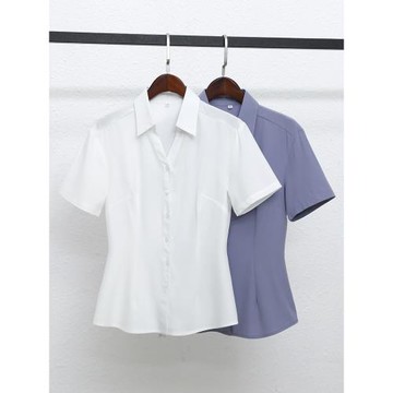 職業裝白色襯衫女薄款夏季短袖上衣氣質工裝白襯衣工作服面試套裝