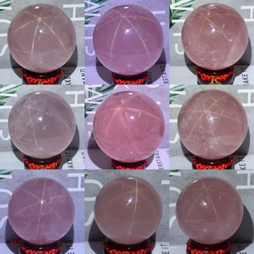 千晶水晶🧚‍♀️顆顆六芒星🔯天然芙蓉色 粉水晶球💕1～40號可挑選✔️天然粉水晶球 六芒星光粉晶球 收藏 A1065
