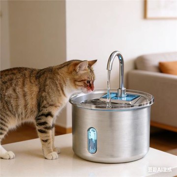 寵物飲水機304不銹鋼圓形透視窗貓咪飲水器自動喝水智能活水用品
